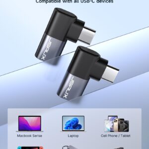 JSAUX 90 Degree USB-C Male to USB-C Female Adapter 2-Pack, 40Gbps Data Transfer PD 100W USB Type-C 3.1 Extender for Macbook, ROG Ally, Switch, Steam Deck, VR,iPhone 16 iPhone 15 and More USB-C Devices