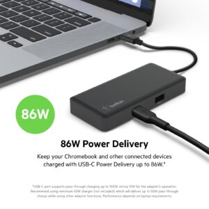 Belkin 5-in-1 Powered USB-C & USB Hub, USB-C Docking Station w/ 2 USB-A Ports, 1 USB-C Port, Ethernet, & 4K HDMI Port, Compatible with MacBook, Chromebook & Other USB-C Devices