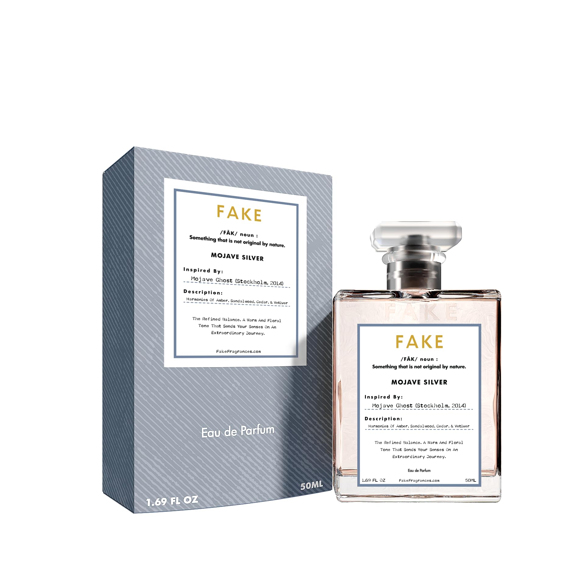 Fake Mojave Silver Inspired by Mojave Ghost 1.7oz Unisex Cologne/Perfume | Almost an Exact Clone | Robust Burst of Amber Floral-Sweet scent with a Woodsy Backbone | Unisex Fragrance is Addictive!