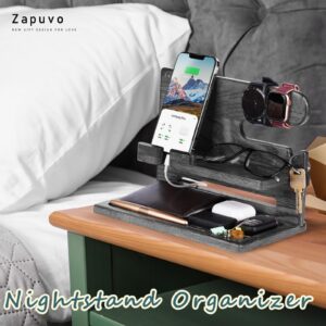 ZAPUVO Gifts for Dad Husband Men Christmas Xmas Birthday Ideas from Daughter Son Wife, Wood Phone Docking Station Nightstand Organizer, Unique Anniversary Stocking Stuffers for Him Boyfriend Gifts