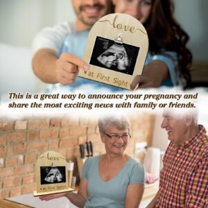 Sonogram Picture Frame， Keepsake Baby Ultrasound Frame，Love at First Sight，String Art Slat Wood Photo Frame,Pregnancy Announcements Gender Reveal Gifts for Expectant Parents, Grandparents (Love 2)