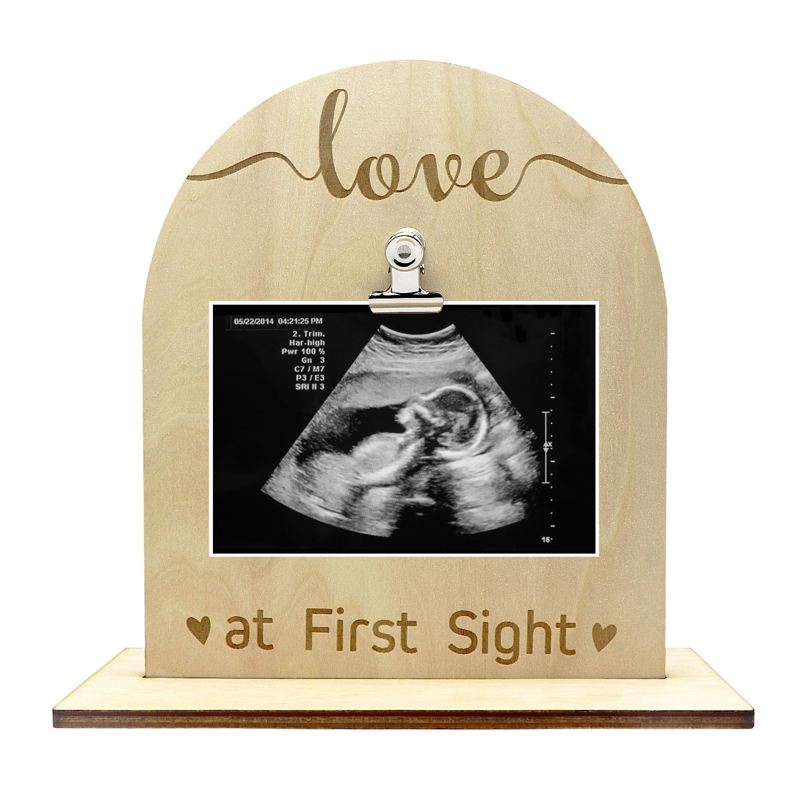 Sonogram Picture Frame， Keepsake Baby Ultrasound Frame，Love at First Sight，String Art Slat Wood Photo Frame,Pregnancy Announcements Gender Reveal Gifts for Expectant Parents, Grandparents (Love 2)