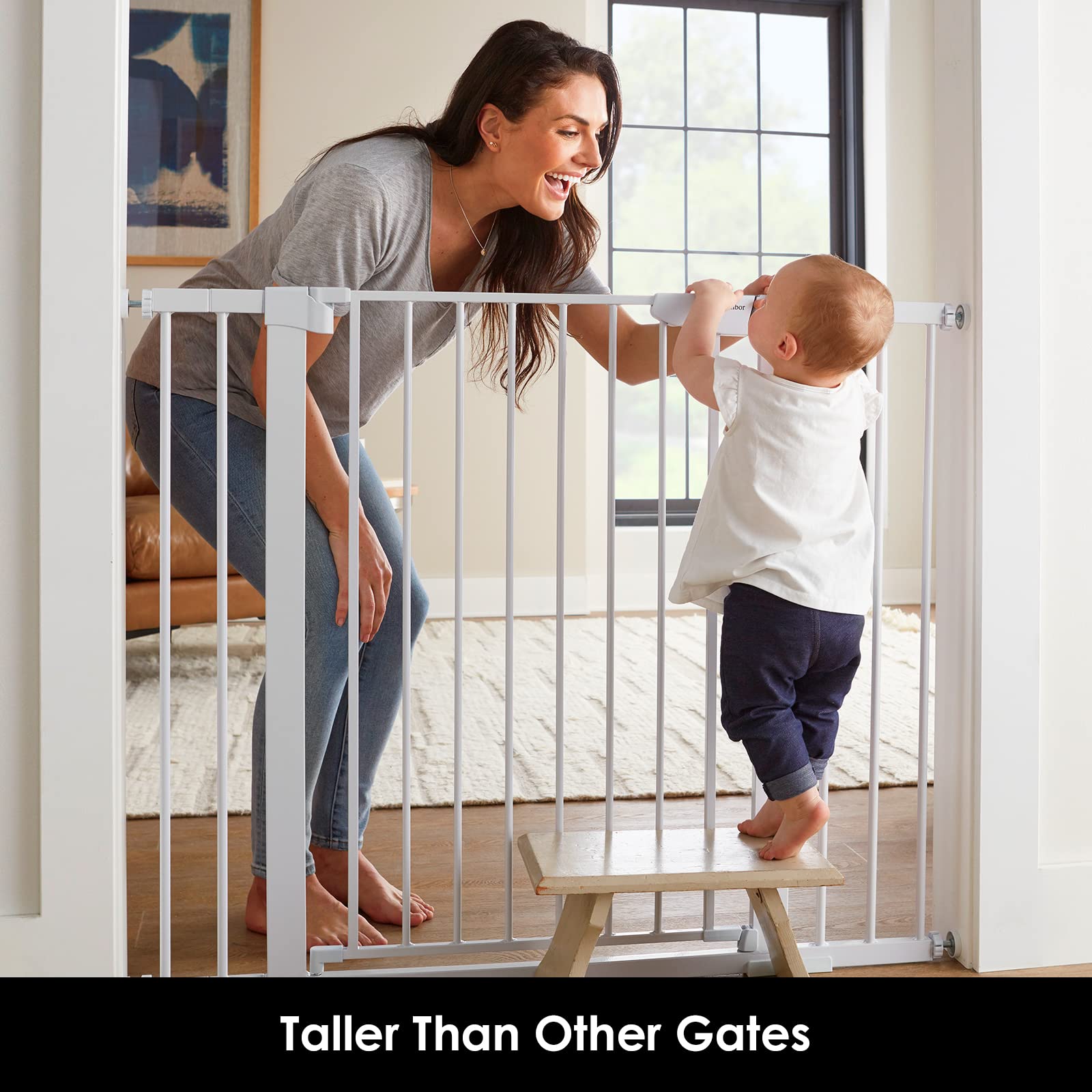 Cumbor 36" Extra Tall, 29.7"- 46" Width Baby Gate for Dogs and Kids & Cumbor 33" Tall, 0"-55" Width Retractable Baby Gate for House, Stairs, Doorways