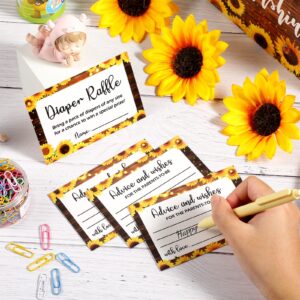 50 Pieces Diaper Raffle Tickets with Diaper Raffle Card Box Sunflower Baby Shower Diaper Raffle Game Box Advice Cards Baby Shower Diaper Raffle Game Kit for Boys Girls Gender Reveal Party