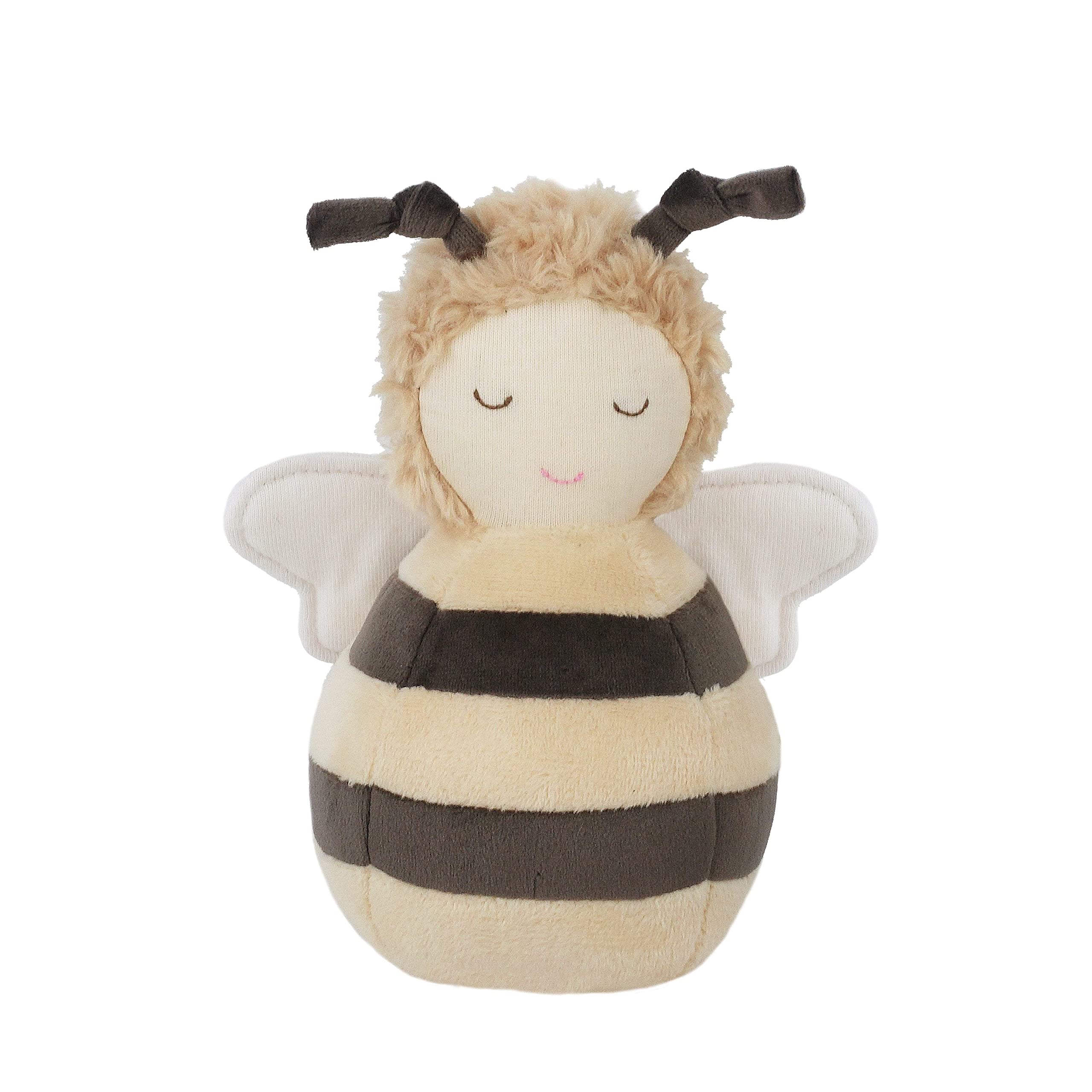 MON AMI Honey Bee Soft Baby Rattle Toy for Ages 6 Months+, 7” Plush Stuffed Animal Rattle Toys for Infants & Toddlers - Baby Rattle with Sound