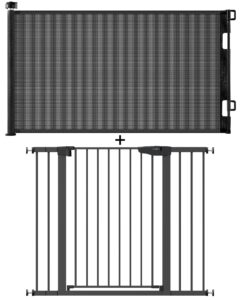 cumbor 36" extra tall, 29.7"- 46" width baby gate for dogs and kids & cumbor 33" tall, 0"-55" width retractable baby gate for house, stairs, doorways