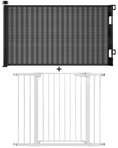 cumbor 36" extra tall, 29.7"- 46" width baby gate for dogs and kids & cumbor 33" tall, 0"-55" width retractable baby gate for house, stairs, doorways