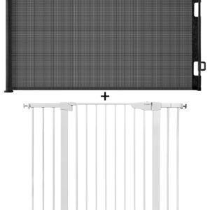 Cumbor 36" Extra Tall, 29.7"- 46" Width Baby Gate for Dogs and Kids & Cumbor 33" Tall, 0"-55" Width Retractable Baby Gate for House, Stairs, Doorways