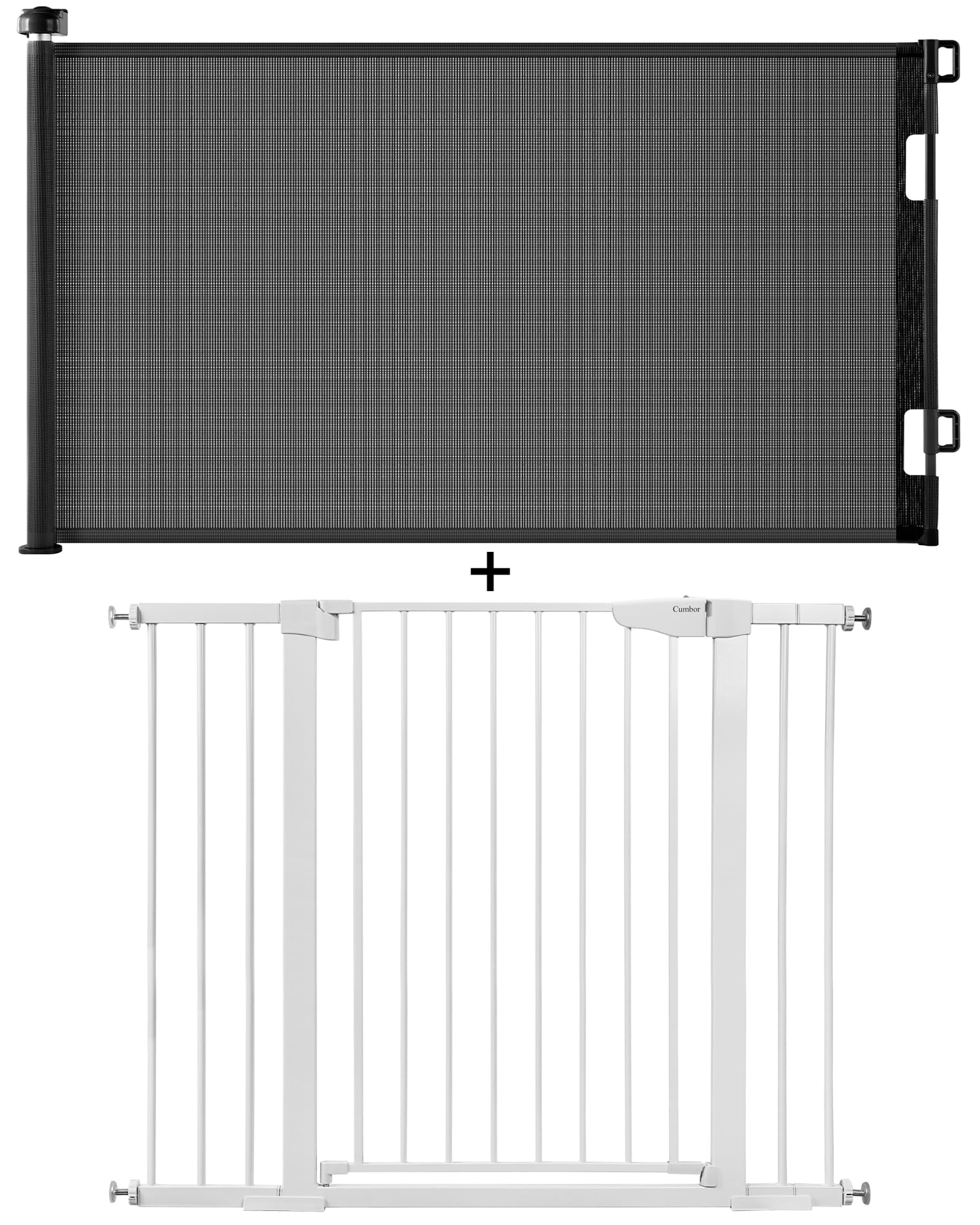 Cumbor 36" Extra Tall, 29.7"- 46" Width Baby Gate for Dogs and Kids & Cumbor 33" Tall, 0"-55" Width Retractable Baby Gate for House, Stairs, Doorways