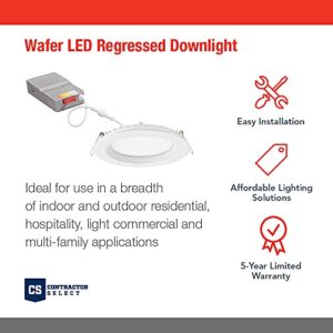 Juno WF6 REG SWW5 90CRI CP6 MW M2 Canless Wafer Recessed LED Downlight, Shallow Regressed Baffled Trim Style, 6-Inch, Matte White, 6-Pack