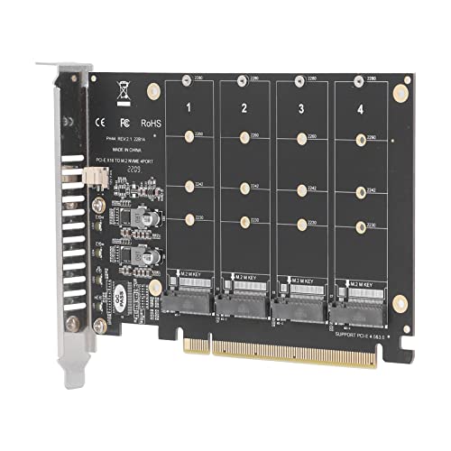 PCIE X16 Expansion Card, DC Power Chip Stable Operation M.2 NVME SSD to PCIE X16 Adapter Rugged Construction for Computers