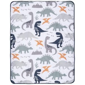 Trend Lab Prehistoric Dinos 3 Piece Crib Bedding Set, Can Be Used As A Blanket Or A Playmat for Tummy Time, Includes Quilt, Fitted Crib Sheet and Skirt