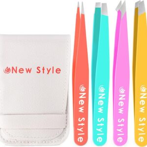 New Style Professional Stainless Steel Tweezers Set, Multicolored Combo Pack, with Travel Case (With Possible Surprise Bonus!)