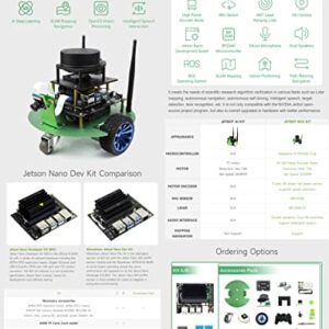 Waveshare JetBot Professional Version ROS AI Kit, Dual Controllers AI Robot, Lidar Mapping, Vision Processing, Includes Official Jetson Nano Developer Kit (B01) (NOT Support Nano 2GB)