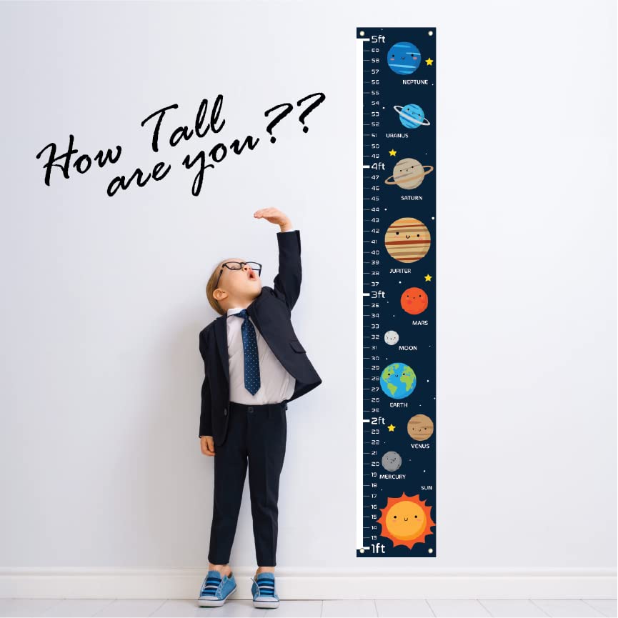 Sungwon Kids Canvas Growth Chart, Height Chart, Growth Chart Banner, Planet Growth Chart