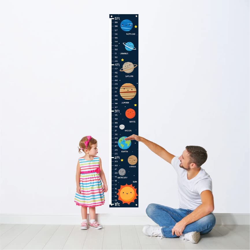 Sungwon Kids Canvas Growth Chart, Height Chart, Growth Chart Banner, Planet Growth Chart