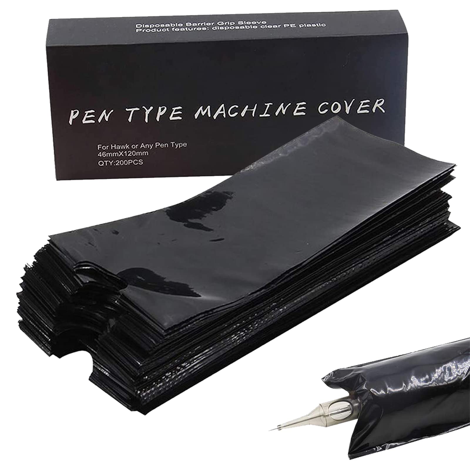 Beoncall Machine Pen Covers - 200Pcs Pen Bags Machine Pen Sleeves Black for Pen Machine Supplies…