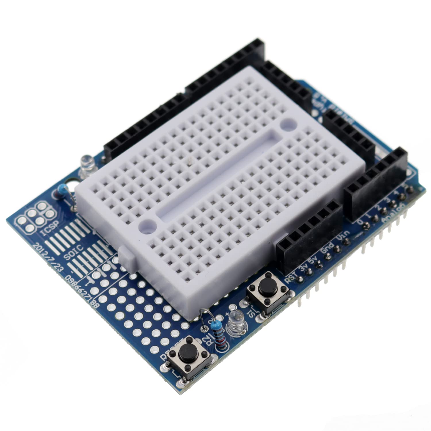 AIHJCNELE UNO R3 Proto Shield Prototype Expansion Board with Mini Breadboard Based SYB-170 ProtoShield Prototyping Expansion Module for UNO MEGA 328P ATMEGA328P Expanding Board with Cable Wire (1Kit)