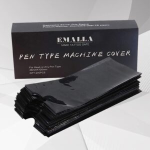 Beoncall Machine Pen Covers - 200Pcs Pen Bags Machine Pen Sleeves Black for Pen Machine Supplies…