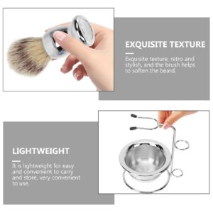 Beavorty 1 Set Beard Brush Holder Shaving Cream Cup Hair Shave Brush Shaving Foam Bowl Shaving Razor Holder Mens Grooming Kit Beard Brush for Men Storage Rack Metal Travel Stainless Steel