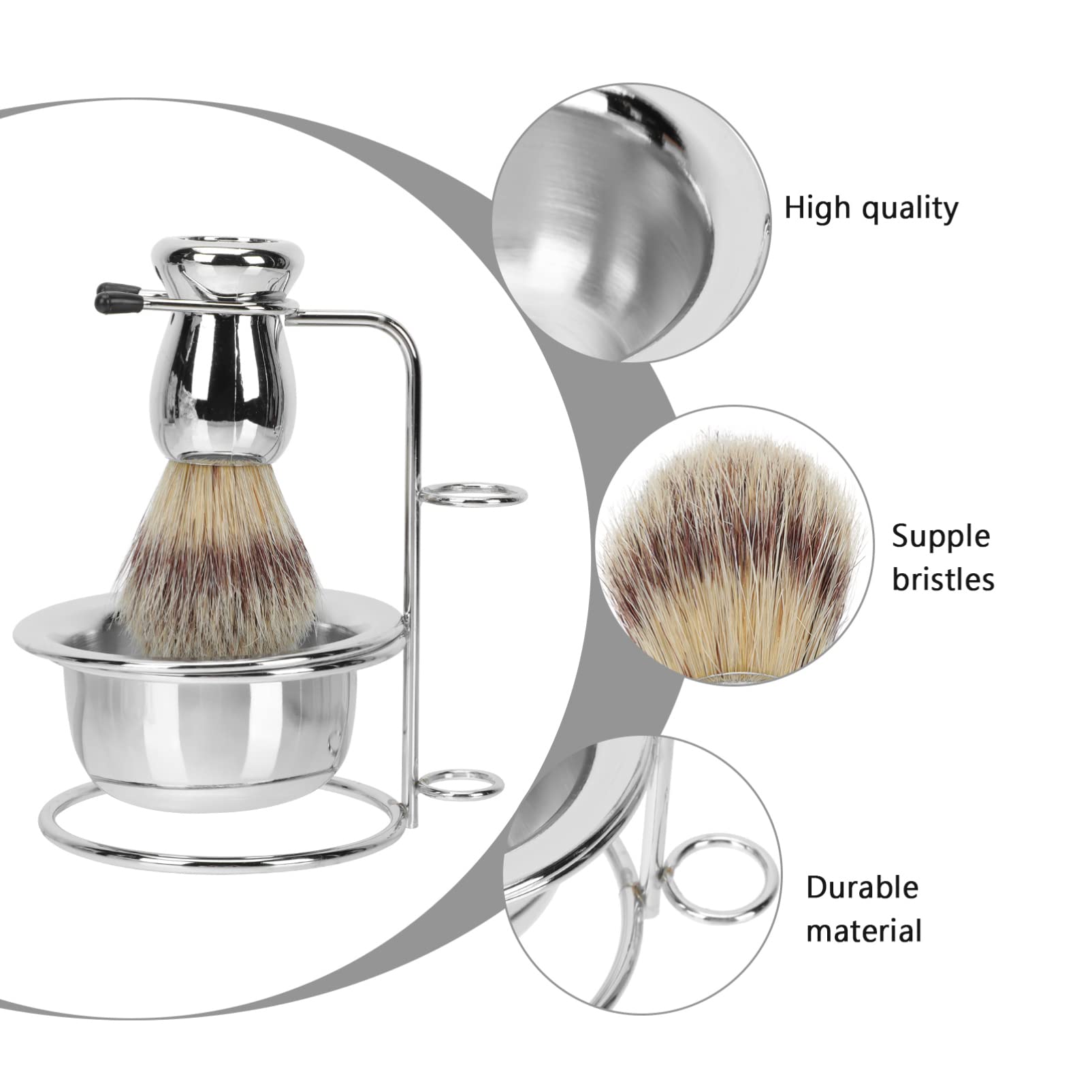 Beavorty 1 Set Beard Brush Holder Shaving Cream Cup Hair Shave Brush Shaving Foam Bowl Shaving Razor Holder Mens Grooming Kit Beard Brush for Men Storage Rack Metal Travel Stainless Steel