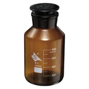 patikil 1000ml reagent media bottle, 1pcs round 3.3 borosilicate glass graduated storage bottle with amber cap for chemistry lab universities home, amber