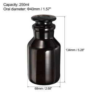 PATIKIL 250mL Reagent Media Bottle, 1Pcs Round Wide Mouth Glass Storage Bottle with Amber Cap for Chemistry Lab Universities Home, Amber