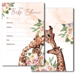 grace yonks giraffe baby shower invitation, 20 invitations and envelopes, baby shower invitation card.(005c)