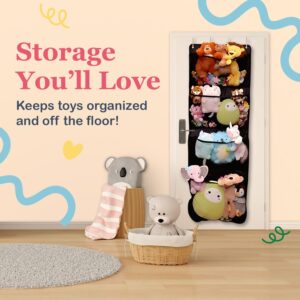 Lilly's Love Over Door Stuffed Animal Toy Storage Hanging Organizer | 4 Expandable Mesh Net Pockets, Stores Loads of Plush Toys | Large Plushie Display for Boys, Girls | Teal (65" x 23")