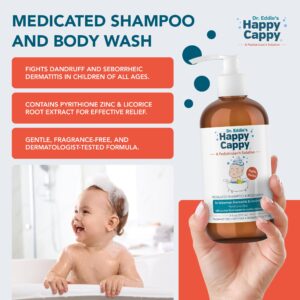 Happy Cappy Three Step Skincare Solution Bundle- Baby Dandruff Shampoo, Eczema Body Wash and Lotion for Kids, Toddler, Adults, Moisturizing Cream, Reduces Itching, Dermatologist Tested, Fragrance-Free