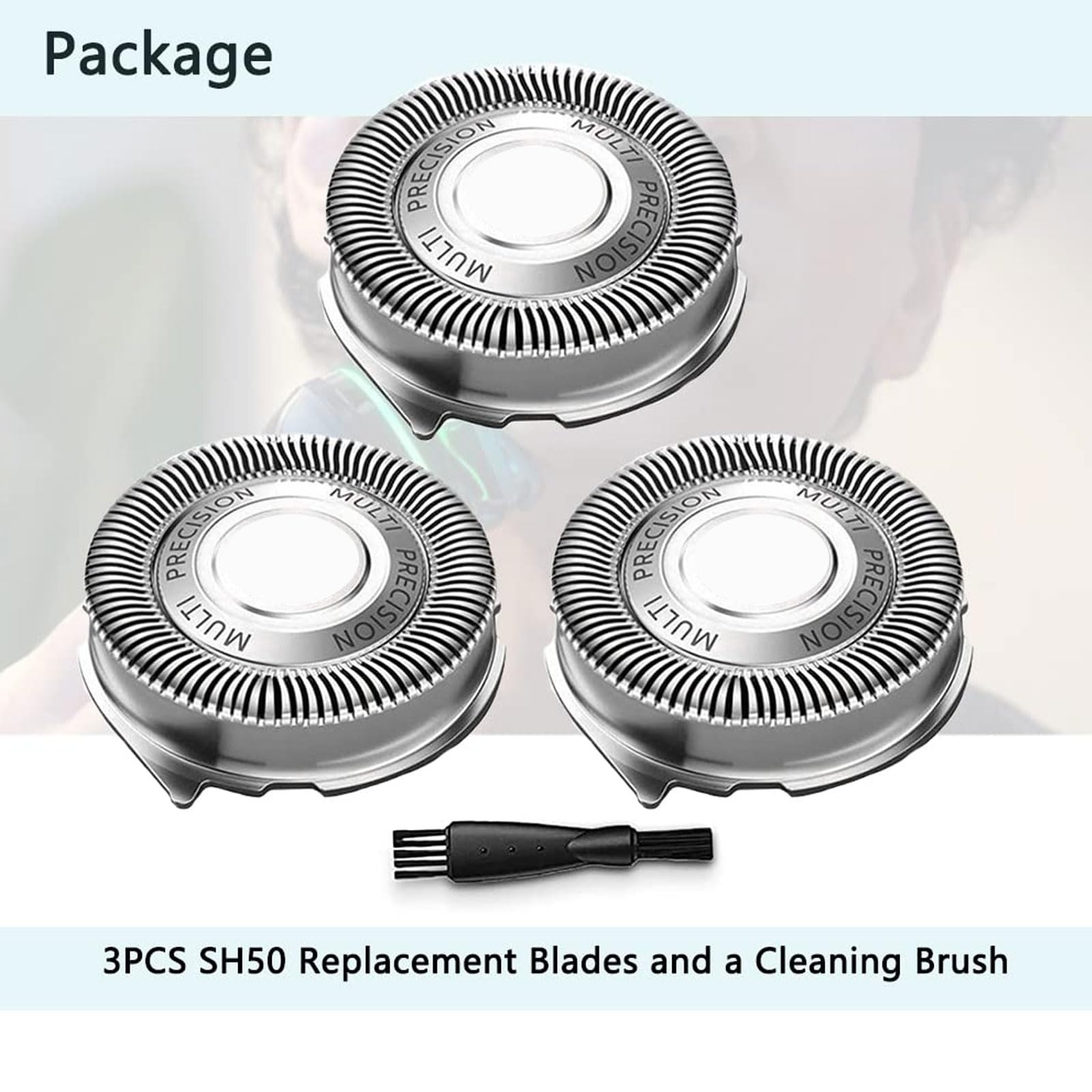 Gleway SH50/52 Replacement Heads Compatible with Philips Series 5000 Shavers, SH50 MultiPrecision Blades Upgrade Head Blades Compatible with Norelco Series 5000 SH50 Electric Shavers