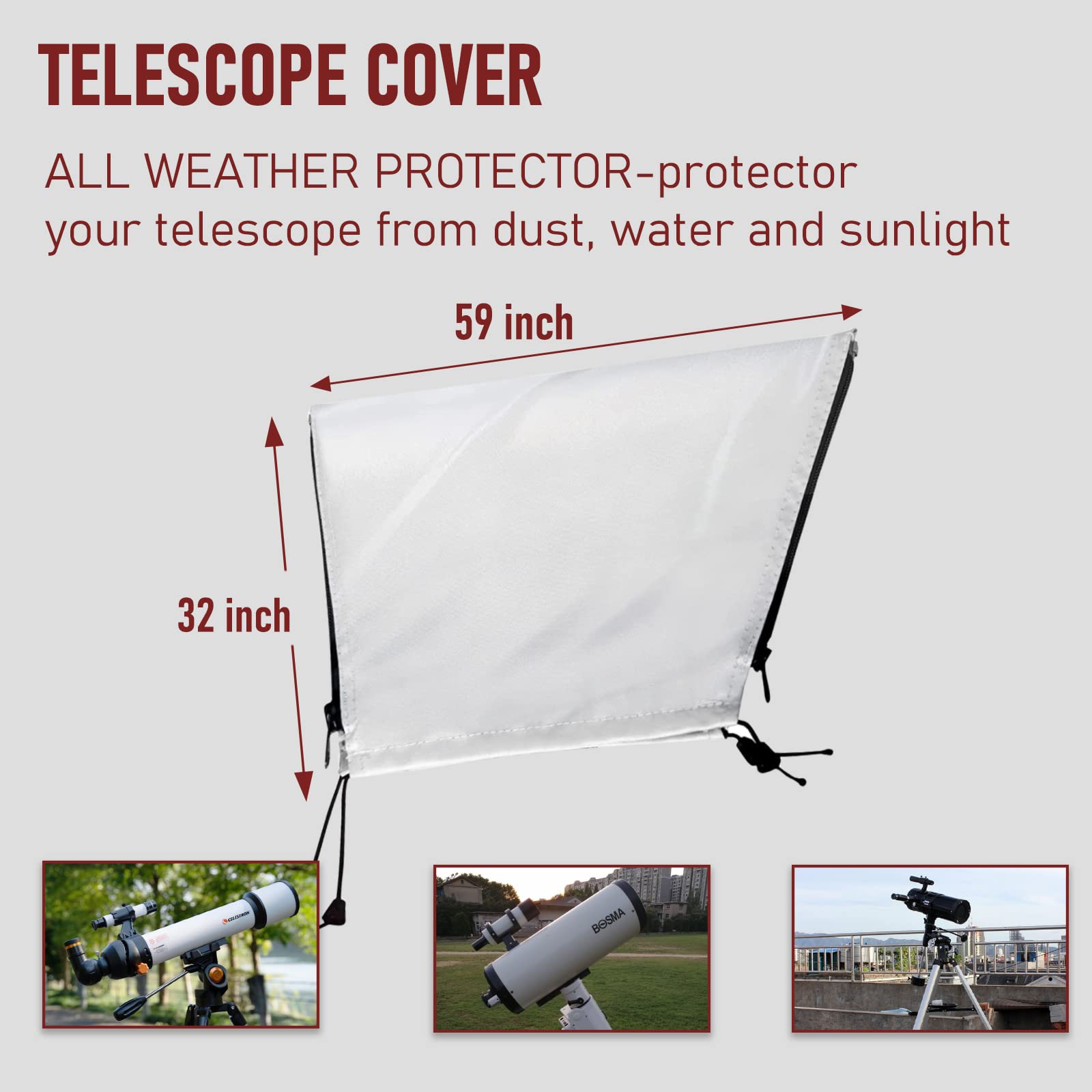 Vainlley Waterproof Telescope Cover Outdoor Dust-Proof & UV-Proof Telescope Protective Cover(59 in)