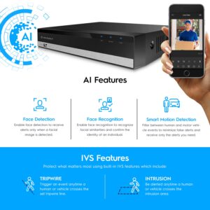 Amcrest 5MP UltraHD 8 Channel DVR Security Camera System Recorder, 5MP Security DVR for Analog Security Cameras, Remote Smartphone Access, Pre-Installed 4TB Hard Drive (AMDV5M8-4TB)