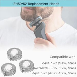 Sh50/52 Shaver Replacement Heads for Philips Norelco Series 5000 Shaver, New Upgrade Shaver Replacement Blades Compatible with AquaTouch (S5xxx), PowerTouch (PT8xx, PT7xx) and AquaTouch (AT8xx, AT7xx)