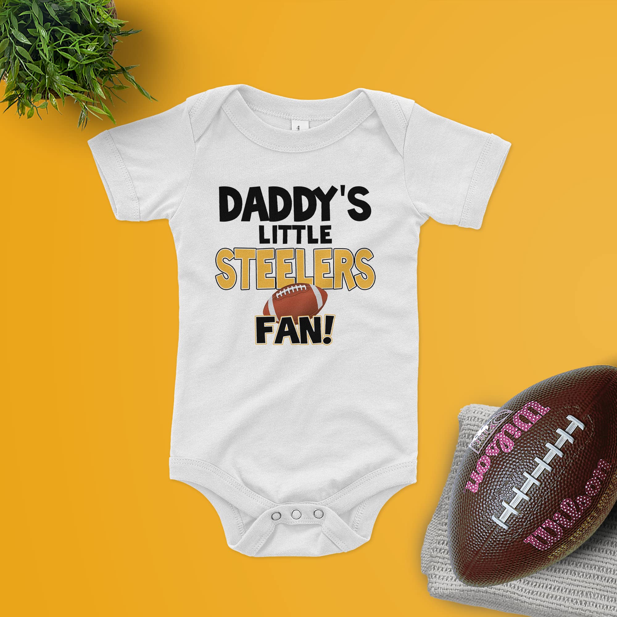 NanyCrafts Baby's Daddy's Little Steelers Fan Bodysuit 6 Months Black