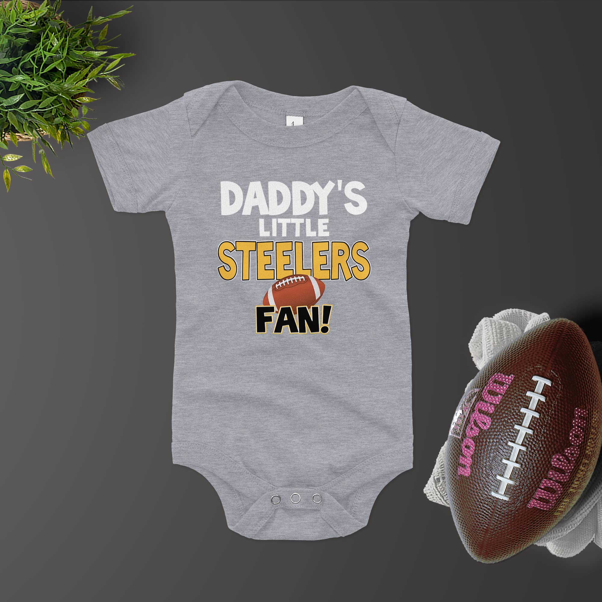 NanyCrafts Baby's Daddy's Little Steelers Fan Bodysuit 6 Months Black