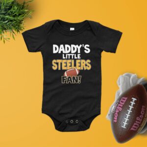 NanyCrafts Baby's Daddy's Little Steelers Fan Bodysuit 6 Months Black