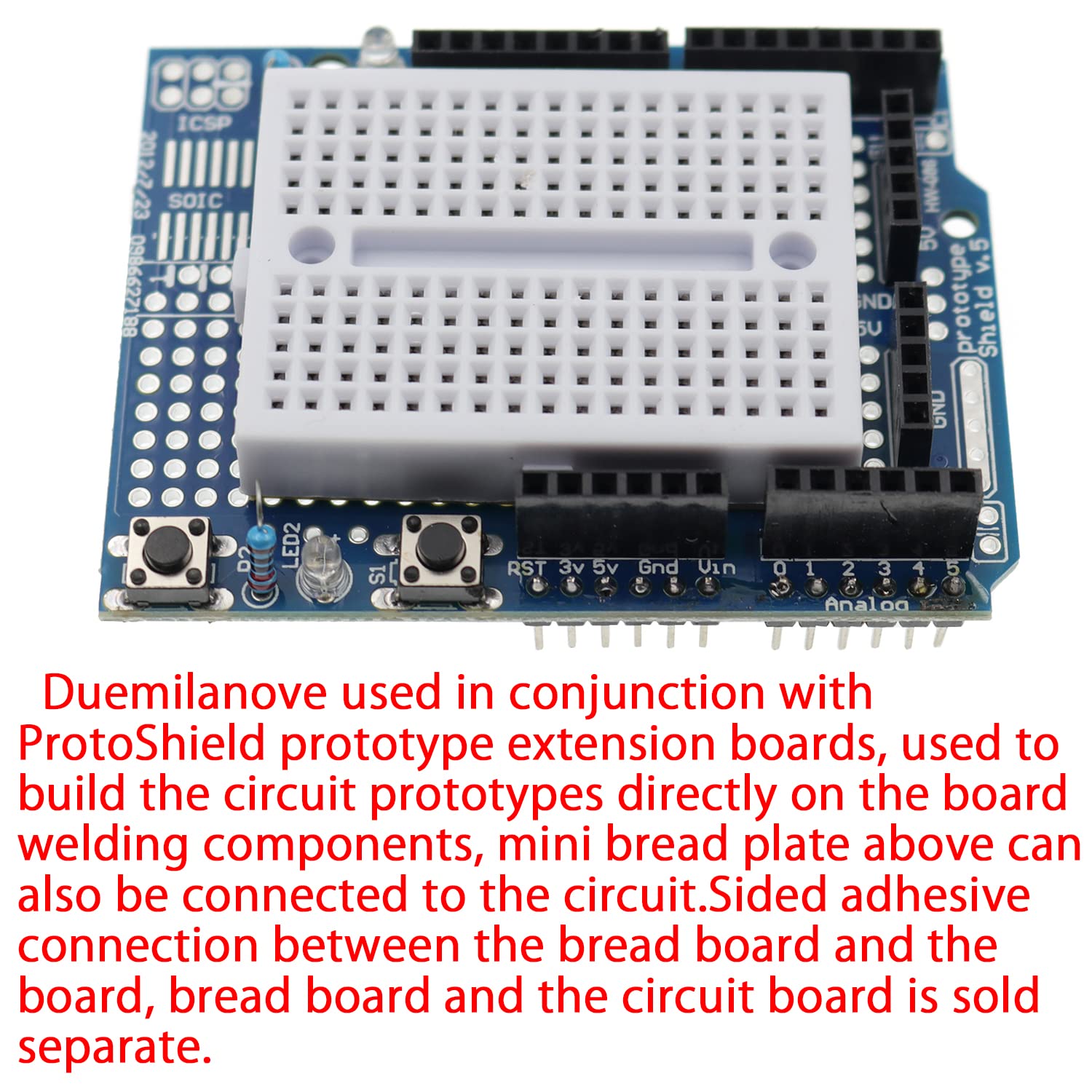 AIHJCNELE UNO R3 Proto Shield Prototype Expansion Board with Mini Breadboard Based SYB-170 ProtoShield Prototyping Expansion Module for UNO MEGA 328P ATMEGA328P Expanding Board with Cable Wire (1Kit)