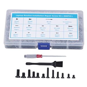 Computer Screw, 600 Parts Electronic Repair Screws Carbon Steel with Fine Thread for Laptop