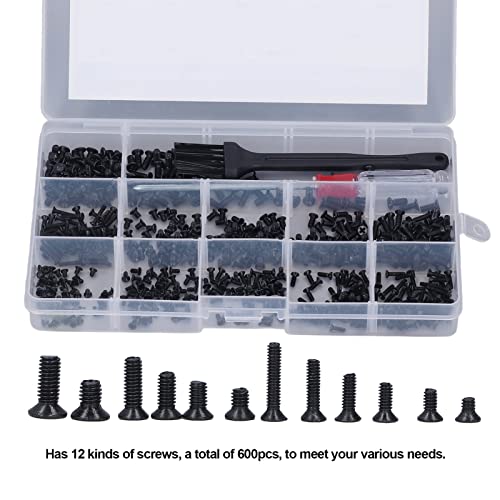 Computer Screw, 600 Parts Electronic Repair Screws Carbon Steel with Fine Thread for Laptop