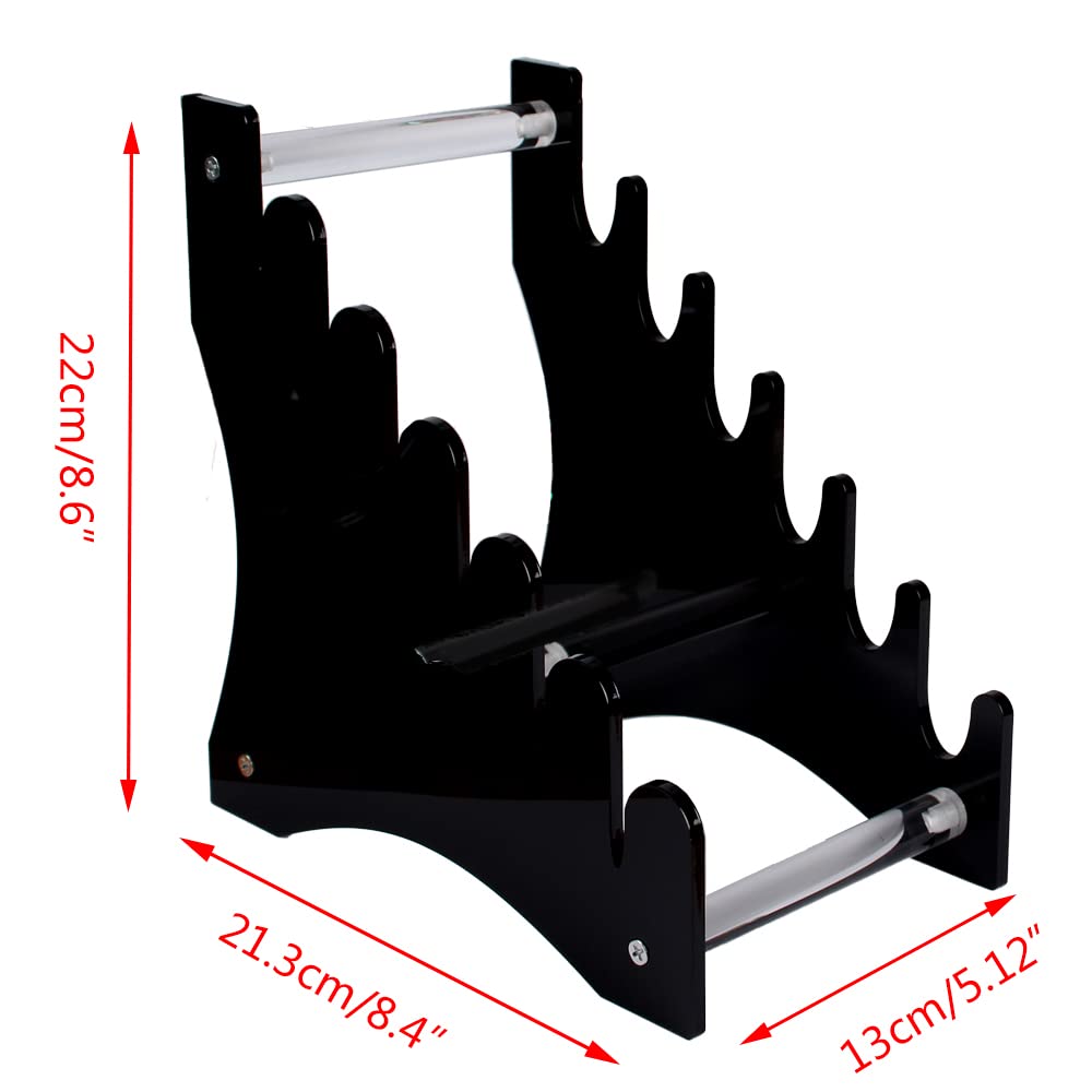 WANLIAN Dagger holder Hunting knife holder Fixed blade knife holder Acrylic tabletop display stand holds 6 knives (Black)