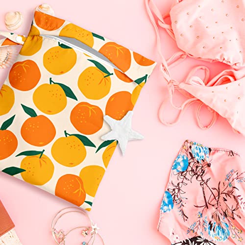 zcyxuuw Wet Bag, Wet Dry Bag, Wet Bag for Swimsuit, Travel, Beach, Pool, Diapers, Dirty Yoga Gym Clothes, Makeup Bag, Waterproof Reusable Fruit Decor Orange Strawberry