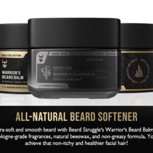 The Beard Struggle Warrior’s Beard Balm - Gold Collection, Hoenir's Poem - Non-Greasy Low-Hold Formula, Luxurious Cologne-Grade Fragrances 100% Natural and Plant-Based Ingredients - 50g