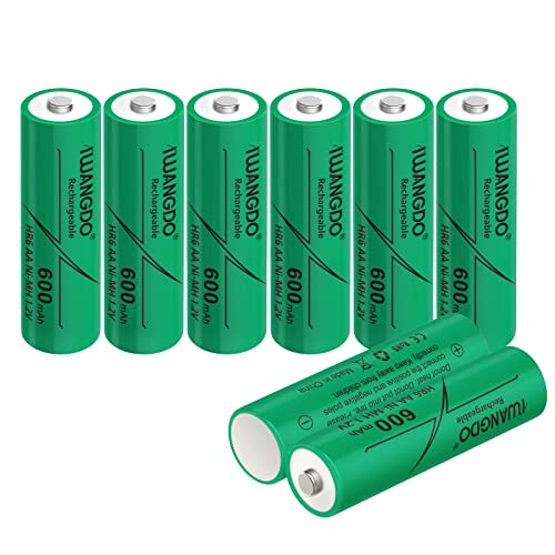 IWANGDO Battery AA HR6 8pcs 600mAh Ni-MH Rechargeable Pre-Charged