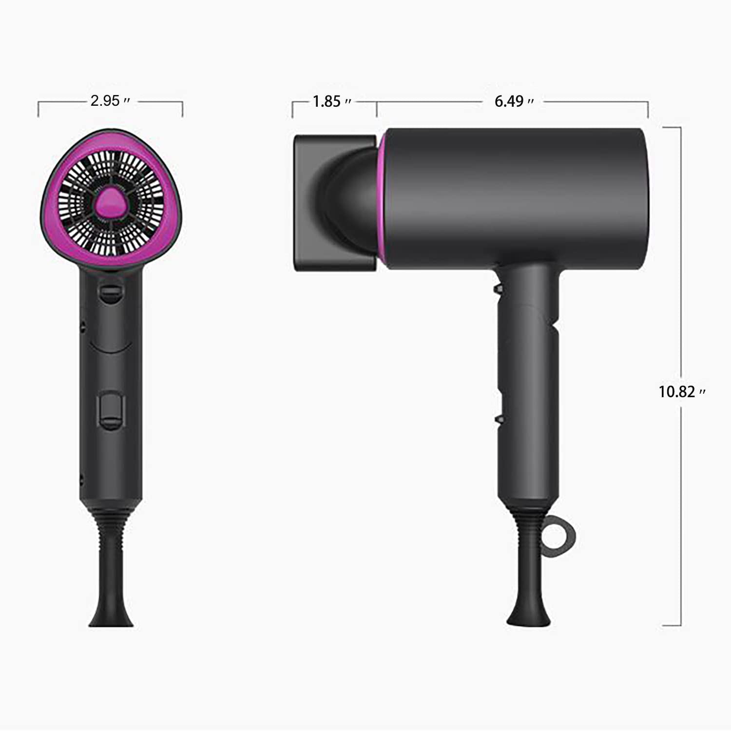 Lefyn 1800W Compact Hair Dryer with Diffuser, Portable, Gray, 1x