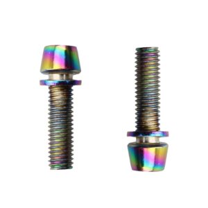 MEETOOT 6pcs M5x18 Tapered Head Bolt with Washer, Colorful Stainless Steel M5 Screw for Bike Bicycle Stems Handlebar