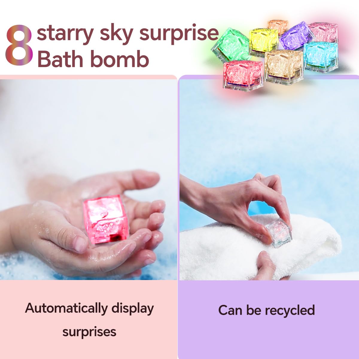 3.88OZ Bath Bombs for Kids Boys Girls Women with Toys Inside Surprise, 8 Light up Bath Bomb of Solar System Set, Organic Essential Oil spa Gift Set for Party, Christmas, Birthday