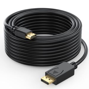 uvooi displayport to hdmi cable 30ft 4k, display port dp to hdmi cable adapter male to male dp to hdmi cord 4k@30hz, 2k, 1080p for long distances, hdtv, monitor, projector (30 feet, 9.14m)