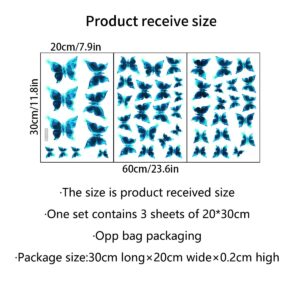 Glow in The Dark Butterfly Wall Decals Blue Luminous Butterfly Wall Stickers Wall Art Butterfly Decor DIY Wall Decals for Kids Girls Bedroom Bathroom Decorations