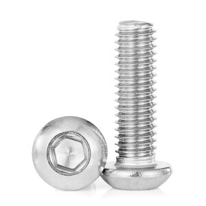 M5-0.8 x 50mm Button Head Socket Cap Screws Bolts 304 Stainless Steel Metric Machine, Allen Hex Drive, Bright Finish Fully Threaded 25PCS